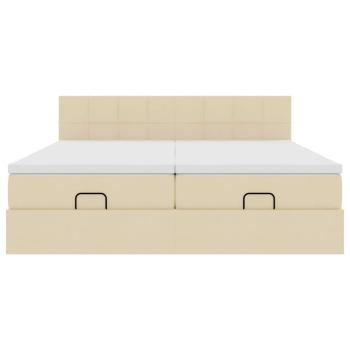 Ottoman-Bett mit Matratzen Creme 200x200 cm Stoff