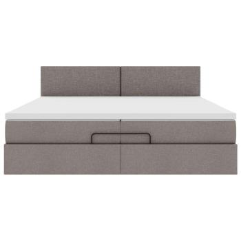 Ottoman-Bett mit Matratzen Taupe 200x200 cm Stoff
