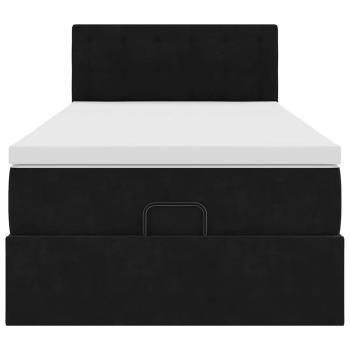 Ottoman-Bett mit Matratze Schwarz 80x200 cm Samt