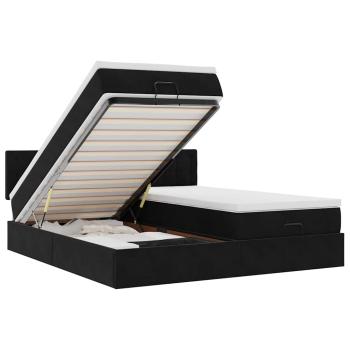 Ottoman-Bett mit Matratzen Schwarz 200x200 cm Samt