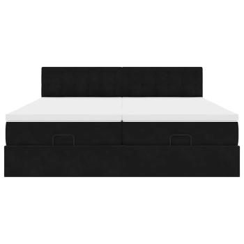 Ottoman-Bett mit Matratzen Schwarz 200x200 cm Samt