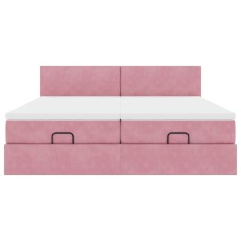 Ottoman-Bett mit Matratzen Rosa 160x200 cm Samt