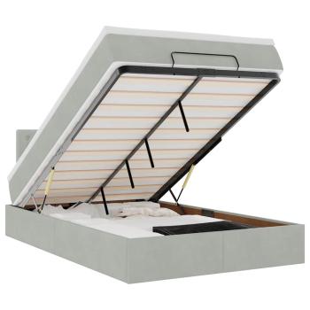 Ottoman-Bett mit Matratze Hellgrau 120x200 cm Samt