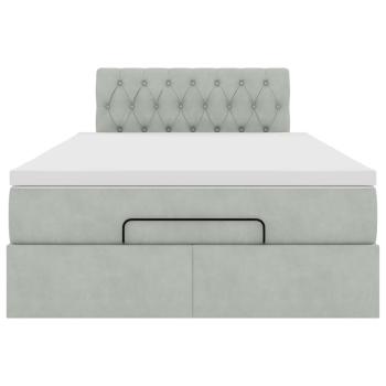 Ottoman-Bett mit Matratze Hellgrau 120x190 cm Samt