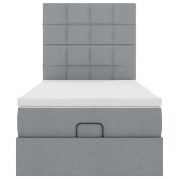 Ottoman-Bett mit Matratze Hellgrau 100x200 cm Stoff