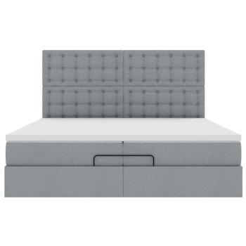 Ottoman-Bett mit Matratzen Hellgrau 200x200 cm Stoff