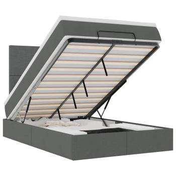 Ottoman-Bett mit Matratze Dunkelgrau 120x200 cm Stoff