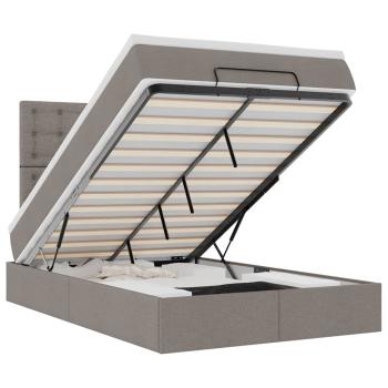 Ottoman-Bett mit Matratze Taupe 120x200 cm Stoff