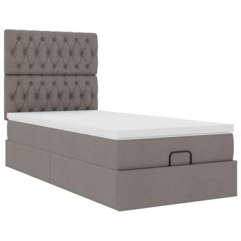 Ottoman-Bett mit Matratze Taupe 90x190 cm Stoff
