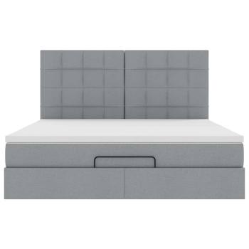Ottoman-Bett mit Matratzen Hellgrau 200x200 cm Stoff