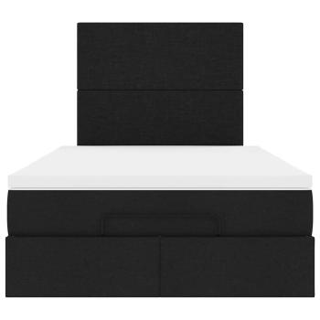 Ottoman-Bett mit Matratze Schwarz 120x200 cm Stoff