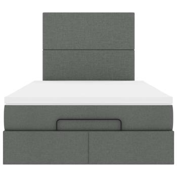 Ottoman-Bett mit Matratze Dunkelgrau 120x190 cm Stoff