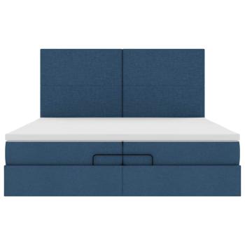 Ottoman-Bett mit Matratzen Blau 200x200 cm Stoff