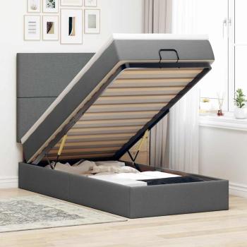 ARDEBO.de - Ottoman-Bett mit Matratze Dunkelgrau 90x200 cm Stoff
