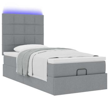 ARDEBO.de - Ottoman-Bett mit Matratze Hellgrau 90x200 cm Stoff