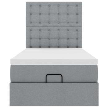 Ottoman-Bett mit Matratze Hellgrau 80x200 cm Stoff
