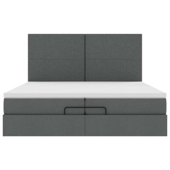 Ottoman-Bett mit Matratzen Dunkelgrau 200x200 cm Stoff