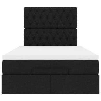 Ottoman-Bett mit Matratze Schwarz 120x200 cm Stoff