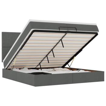 Ottoman-Bett mit Matratzen Dunkelgrau 200x200 cm Stoff