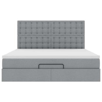 Ottoman-Bett mit Matratze Hellgrau 160x200 cm Stoff