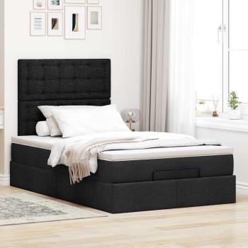 ARDEBO.de - Ottoman-Bett mit Matratze Schwarz 120x190 cm Stoff