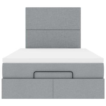 Ottoman-Bett mit Matratze Hellgrau 120x200 cm Stoff