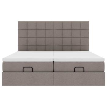 Ottoman-Bett mit Matratzen Taupe 200x200 cm Stoff