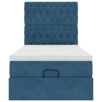 Ottoman-Bett mit Matratzen Dunkelblau 90x200 cm Samt