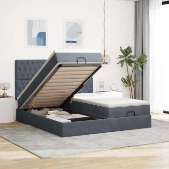 ARDEBO.de - Ottoman-Bett mit Matratzen Dunkelgrau 200x200 cm Samt