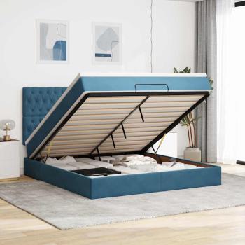 ARDEBO.de - Ottoman-Bett mit Matratzen Dunkelblau 180x200 cm Samt