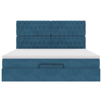 Ottoman-Bett mit Matratzen Dunkelblau 180x200 cm Samt