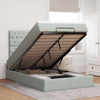 ARDEBO.de - Ottoman-Bett mit Matratzen Hellgrau 120x200 cm Samt