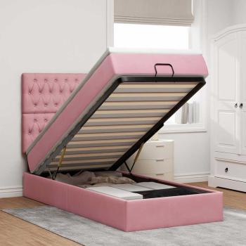ARDEBO.de - Ottoman-Bett mit Matratzen Rosa 100x200 cm Samt