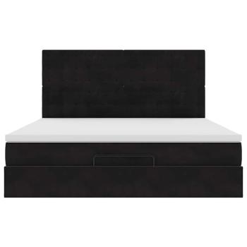 Ottoman-Bett mit Matratzen Schwarz 180x200 cm Samt