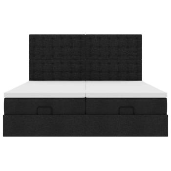 Ottoman-Bett mit Matratzen Schwarz 180x200 cm Stoff