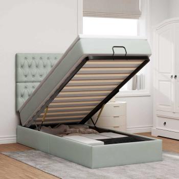 ARDEBO.de - Ottoman-Bett mit Matratzen Hellgrau 90x200 cm Samt