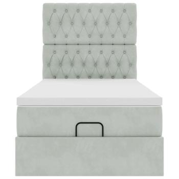 Ottoman-Bett mit Matratzen Hellgrau 90x200 cm Samt