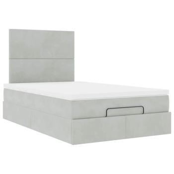 ARDEBO.de - Ottoman-Bett mit Matratzen Hellgrau 120x200 cm Samt