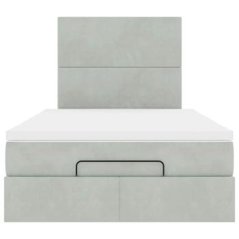 Ottoman-Bett mit Matratzen & LEDs Hellgrau 120x200 cm Samt