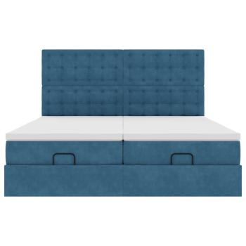 Ottoman-Bett mit Matratzen Dunkelblau 180x200 cm Samt