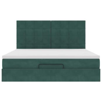 Ottoman-Bett mit Matratzen Dunkelgrün 180x200 cm Samt