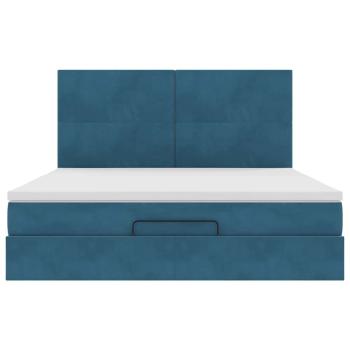 Ottoman-Bett mit Matratzen Dunkelblau 180x200 cm Samt