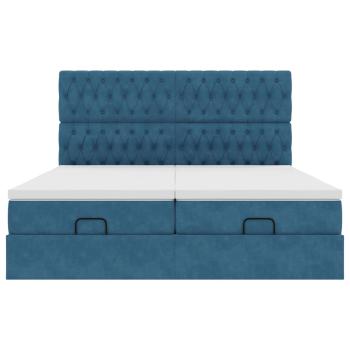 Ottoman-Bett mit Matratzen Dunkelblau 200x200 cm Samt