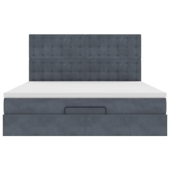 Ottoman-Bett mit Matratzen Dunkelgrau 180x200 cm Samt
