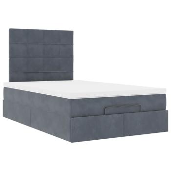 Ottoman-Bett mit Matratzen & LEDs Dunkelgrau 120x200 cm Samt