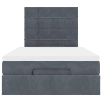 Ottoman-Bett mit Matratzen & LEDs Dunkelgrau 120x200 cm Samt