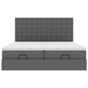 Ottoman-Bett mit Matratzen Grau 180x200 cm Kunstleder