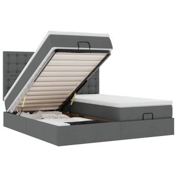 Ottoman-Bett mit Matratzen Dunkelgrau 180x200 cm Stoff