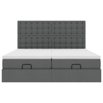Ottoman-Bett mit Matratzen Dunkelgrau 180x200 cm Stoff