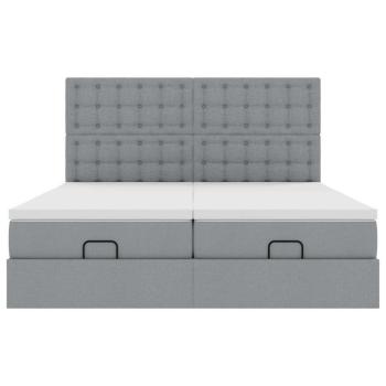 Ottoman-Bett mit Matratzen Hellgrau 200x200 cm Stoff